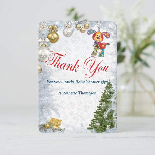 kerstBaby shower Dank u wel Bedankkaart (Staand voorkant)