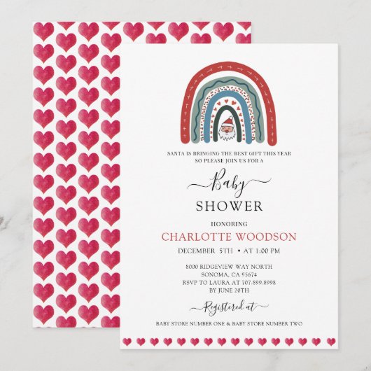 kerstBaby shower Kaart (Voorkant / Achterkant)