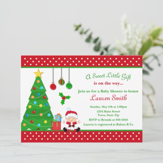 KerstBaby shower Kaart (Staand voorkant)