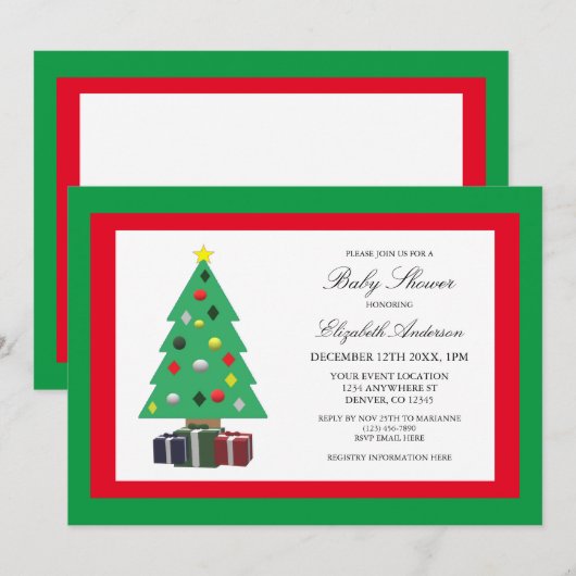 kerstBaby shower Kaart (Voorkant / Achterkant)