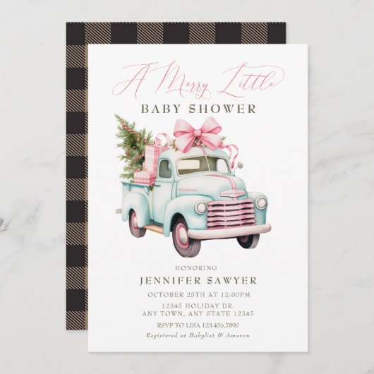 kerstBaby shower Kaart (Voorkant / Achterkant)