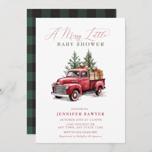 kerstBaby shower Kaart (Voorkant / Achterkant)