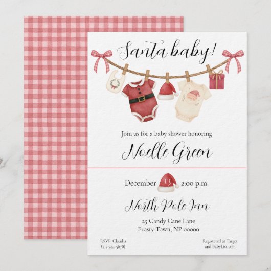 Kerstbaby Shower Uitnodiging (Voorkant / Achterkant)