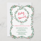  kerstBaby shower Wreath Berries Kaart (Voorkant)