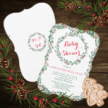 kerstBaby shower Wreath Berries Kaart<br><div class="desc">Bijgewerkte,   handgetekende rode en groene groten en bessen met rode en groene afgedankte takken op de boven- en onderkant tegen een witte achtergrond voor uw kerstvakantie met het Baby shower. Klik op "Aanpassen" om tekstkleuren,  stijlen en/of grootte te wijzigen. Design by Holiday Hearts Design (gereserveerde rechten).</div>