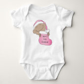 Kerstbaby van kleur roze mutsje romper (Voorkant)