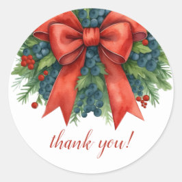 Kerstbabyfeest met rode strik Bedankt Ronde Sticker