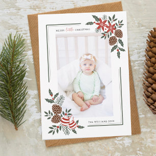 Kerstbabyfoto Handgetekend Feestdagenkaart