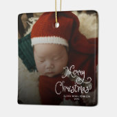 Kerstbabyfoto Keramisch Ornament (Links)