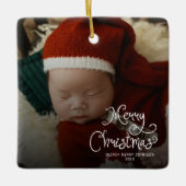 Kerstbabyfoto Keramisch Ornament (Voorkant)