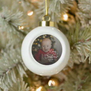 Kerstbabyfoto Keramische Bal Ornament