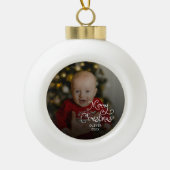 Kerstbabyfoto Keramische Bal Ornament (Voorkant)