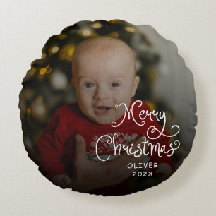 Kerstbabyfoto Rond Kussen