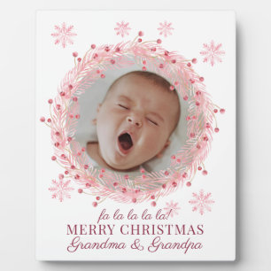 Kerstbabyfoto voor oma en opa fotoplaat