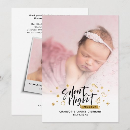Kerstbabyfoto's Geboorteaankondiging Feestdagenkaart (Voorkant / Achterkant)