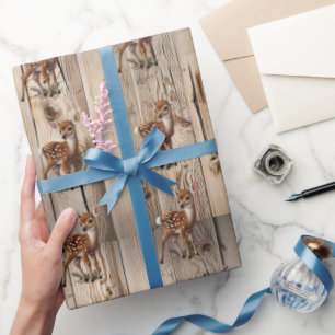 Kerstbabyree rustieke hout cadeaupapier