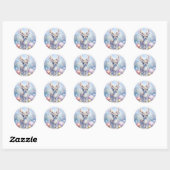 Kerstbabyrendier Ronde Sticker (Vel)