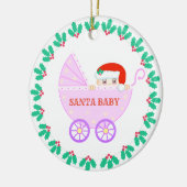 Kerstbabywagen Keramisch Ornament (Links)