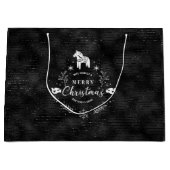 Kerstbadge Black & glitter strepen me Groot Cadeauzakje (Voorkant)