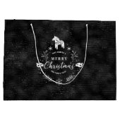 Kerstbadge Black & glitter strepen me Groot Cadeauzakje (Achterkant)