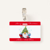 Kerstbadge Gnoom met geschenken met aangepaste naa Badge (Achterkant met clip)