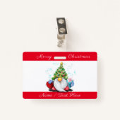 Kerstbadge Gnoom met geschenken met aangepaste naa Badge (Voorkant met clip)