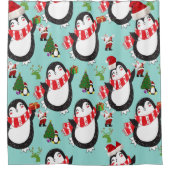 Kerstbadgordijn, Pinguïn Douchegordijn (Voorkant)