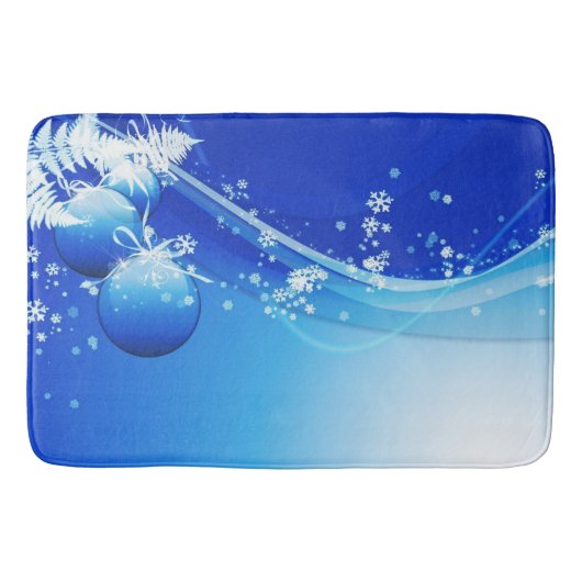 Kerstbadmat/Blauwe Ornamenten Badmat (Voorkant)