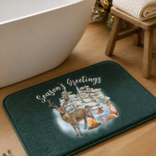 Kerstbadmat met bosdieren badmat