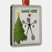 Kerstbadmintonspeler Metalen Ornament (Rechts)