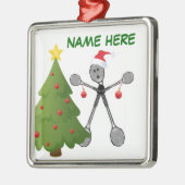 Kerstbadmintonspeler Metalen Ornament (Links)