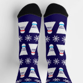 Kerstbadmintonspeler Shuttlecocks Snowflakes Sokken (Top)