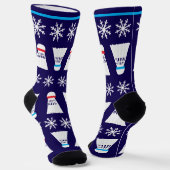 Kerstbadmintonspeler Shuttlecocks Snowflakes Sokken (Gebogen)