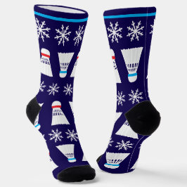 Kerstbadmintonspeler Shuttlecocks Snowflakes Sokken
