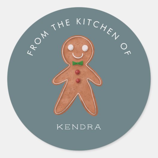 Kerstbak Gingerbread Man Ronde Sticker (Voorkant)