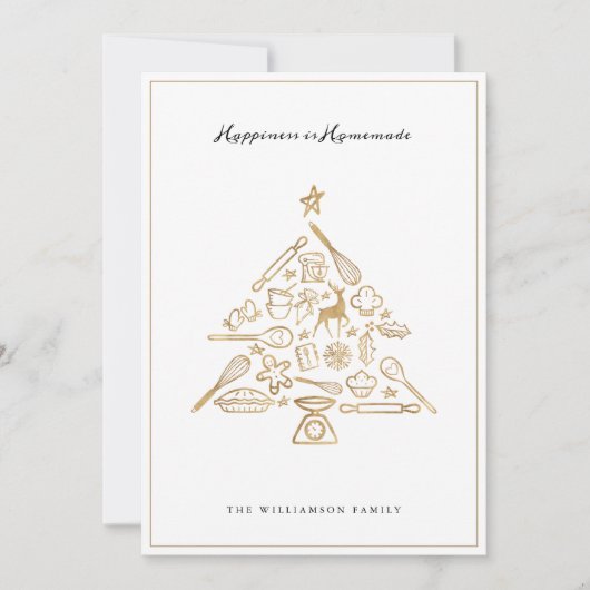 kerstbakboom Gold- en witserie-recept Feestdagenkaart (Voorkant)
