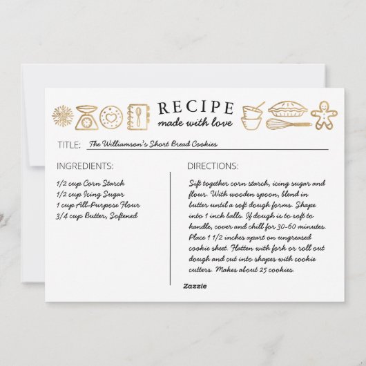 kerstbakboom Gold- en witserie-recept Feestdagenkaart (Achterkant)