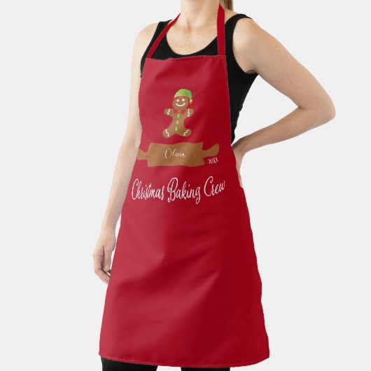 Kerstbaken Rood Monogram Apron Schort (Insitu)