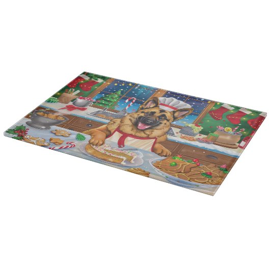 Kerstbakfeest met Duitse Herders: Festive Kerstmis Snijplank (Hoek)