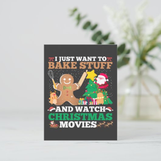 kerstbakfilms Santa Cookie Gingerbrood Briefkaart (Staand voorkant)