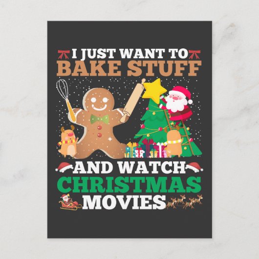 kerstbakfilms Santa Cookie Gingerbrood Briefkaart (Voorkant)