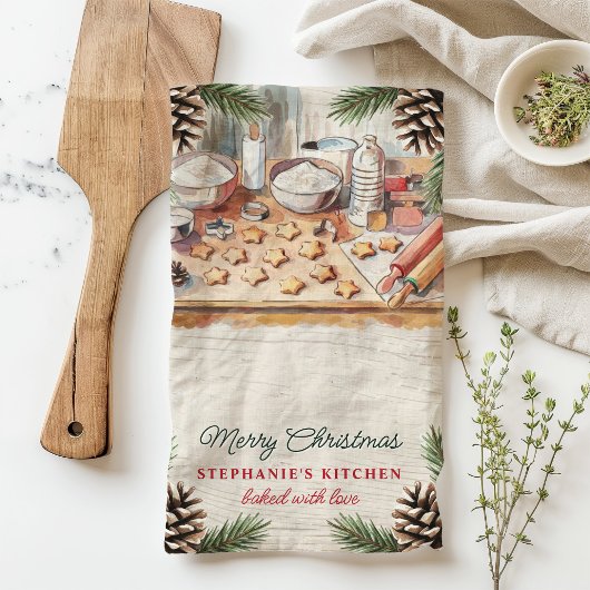 Kerstbakken gepersonaliseerde Pinecone Theedoek