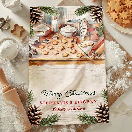 Kerstbakken gepersonaliseerde Pinecone Theedoek