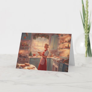 Kerstbakken in vintage stijl in een gezellige keuk kaart