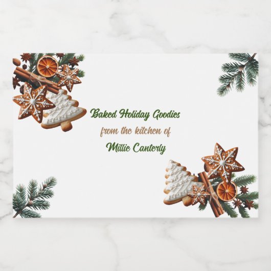 Kerstbakken vanuit de keuken van  voedselcontainer etiket (Enkel label)