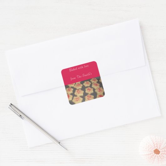 kerstbakken vierkante sticker (Envelop)