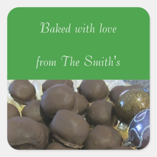 kerstbakken vierkante sticker (Voorkant)