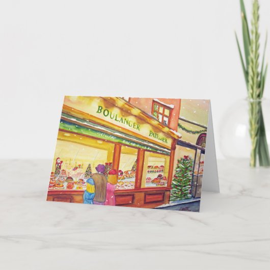 Kerstbakkerij in Parijs Feestdagen Kaart (Voorkant)