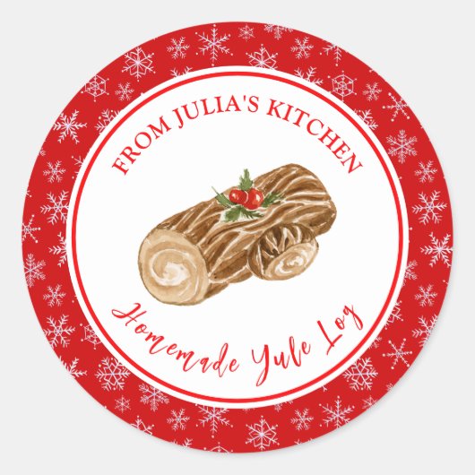 Kerstbakkerij Kerstblok Ronde Sticker (Voorkant)