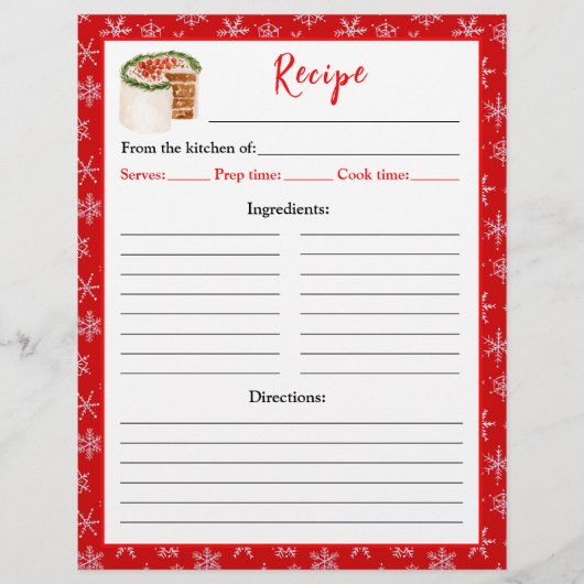 Kerstbakkerij Kerstcake Recept Pagina Flyer (Voorkant)